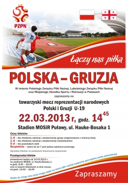 Mecz towarzyski reprezentacji narodowych w Puławach!
