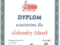Ogólnopolski Festiwal Piosenki Lat 60-70 - dyplom dla Aleksandry Zdunek